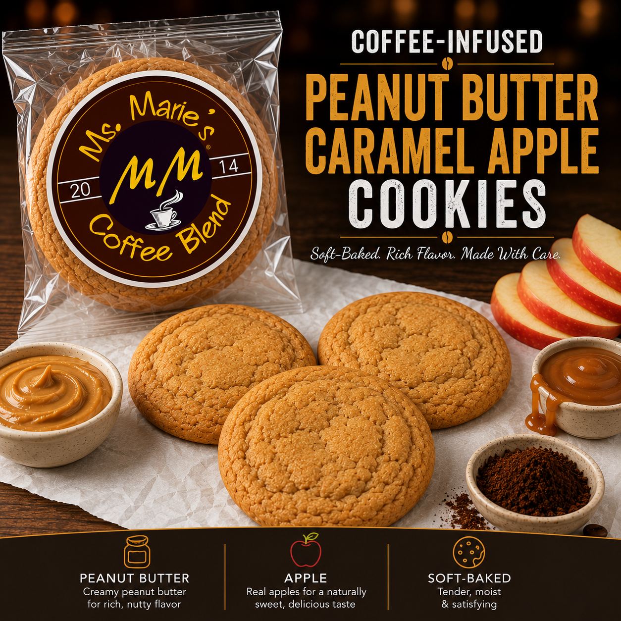 Peanut Butter Caramel Apple Cookie