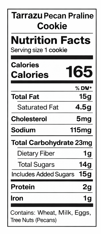 Tarrazu Pecan Praline Cookie Nutrition Guide