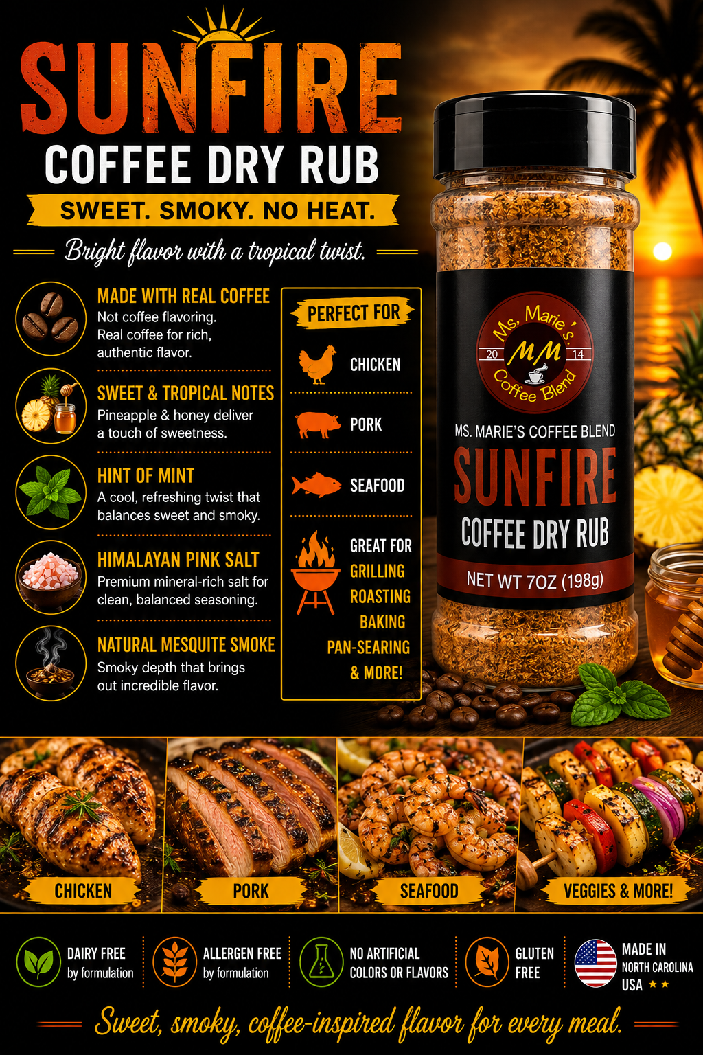 Grill Master's Bundle | STEAKRITE & SUNFIRE Coffee Dry Rubs | 2 Pack 7 oz - Image 4